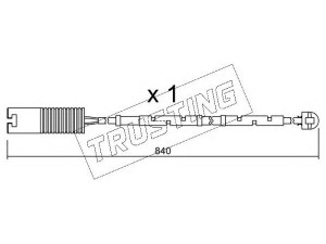 TRUSTING SU.123 įspėjimo kontaktas, stabdžių trinkelių susidėvėjimas 
 Stabdžių sistema -> Susidėvėjimo indikatorius, stabdžių trinkelės
SOE100010