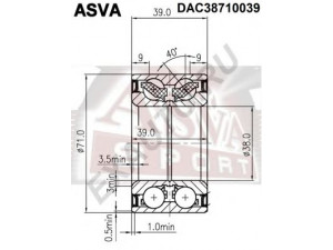 ASVA DAC38710039 rato guolis 
 Ašies montavimas/vairavimo mechanizmas/ratai -> Rato stebulė/montavimas -> Rato guolis