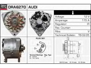 DELCO REMY DRA6270 kintamosios srovės generatorius 
 Elektros įranga -> Kint. sr. generatorius/dalys -> Kintamosios srovės generatorius
034903015F, 034903016H, 034903017B