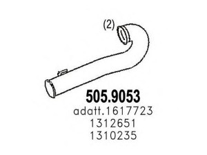 ASSO 505.9053 išleidimo kolektorius 
 Išmetimo sistema -> Išmetimo vamzdžiai
1310235, 1312651, 1617723