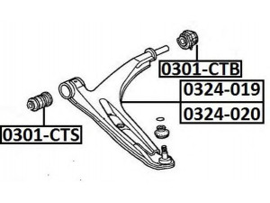 ASVA 0301-CTB valdymo svirties/išilginių svirčių įvorė 
 Ašies montavimas/vairavimo mechanizmas/ratai -> Valdymo svirtis/pasukamosios svirties sujungimas -> Montavimas/sutvirtinimas
51391-SEL-T01, 51350-SX8-T01, 51360-SX8-T01