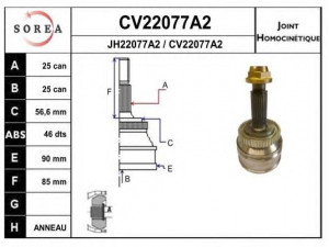 EAI CV22077A2K jungčių komplektas, kardaninis velenas 
 Ratų pavara -> Sujungimai/komplektas