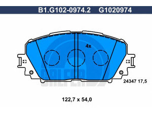 GALFER B1.G102-0974.2 stabdžių trinkelių rinkinys, diskinis stabdys 
 Techninės priežiūros dalys -> Papildomas remontas
04465-52270
