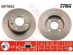 TRW DF1652 stabdžių diskas 
 Stabdžių sistema -> Diskinis stabdys -> Stabdžių diskas
1629475, 1629477, 1644857, 5022648