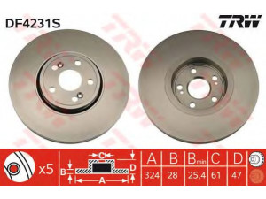 TRW DF4231S stabdžių diskas 
 Stabdžių sistema -> Diskinis stabdys -> Stabdžių diskas
7701207357, 8200177024, 8200242318