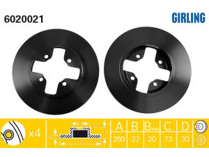 GIRLING 6020021 stabdžių diskas 
 Stabdžių sistema -> Diskinis stabdys -> Stabdžių diskas
4020603N01, 4020604C01, 4020649503
