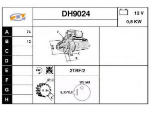 SNRA DH9024 starteris 
 Elektros įranga -> Starterio sistema -> Starteris
2810097214, 2810097401, 2810097402