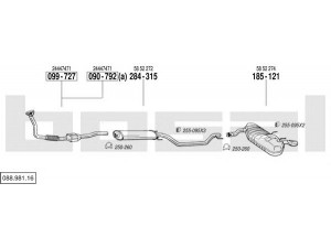 BOSAL 088.981.16 išmetimo sistema 
 Išmetimo sistema -> Išmetimo sistema, visa