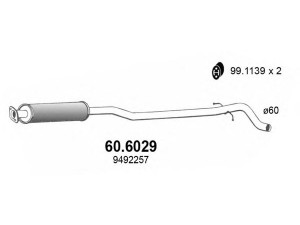 ASSO 60.6029 vidurinis duslintuvas 
 Išmetimo sistema -> Duslintuvas
8624765, 9404420, 9492257