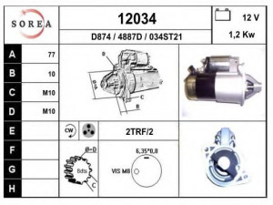 EAI 12034 starteris 
 Elektros įranga -> Starterio sistema -> Starteris
M0T30771, M0T80581, M0T81281, M0T81282