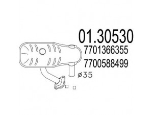 MTS 01.30530 priekinis duslintuvas 
 Išmetimo sistema -> Duslintuvas
7700588499, 7701366355