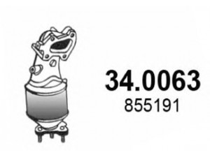 ASSO 34.0063 katalizatoriaus keitiklis 
 Išmetimo sistema -> Katalizatoriaus keitiklis
13106917, 55354261, 855191, R1620067
