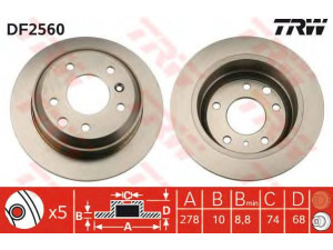 TRW DF2560 stabdžių diskas 
 Stabdžių sistema -> Diskinis stabdys -> Stabdžių diskas
JLM1450, CAC5567, JLM1450, JLM1927