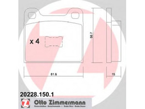 ZIMMERMANN 20228.150.1 stabdžių trinkelių rinkinys, diskinis stabdys 
 Techninės priežiūros dalys -> Papildomas remontas
171 698 151 E, 823 698 151, 861 698 151