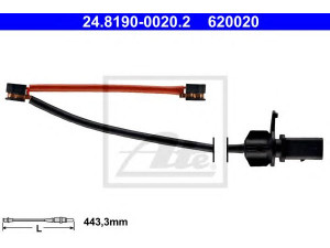 ATE 24.8190-0020.2 įspėjimo kontaktas, stabdžių trinkelių susidėvėjimas 
 Stabdžių sistema -> Susidėvėjimo indikatorius, stabdžių trinkelės
4H0 615 121 Q