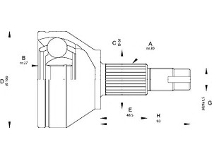 OPEN PARTS CVJ5673.10 jungčių komplektas, kardaninis velenas 
 Ratų pavara -> Sujungimai/komplektas
46308235, 46308710, 46308798