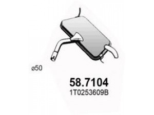 ASSO 58.7104 galinis duslintuvas 
 Išmetimo sistema -> Duslintuvas
1T0253609B, 1T0253609G, 1T0253609R