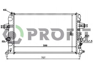 PROFIT PR 5054A2 radiatorius, variklio aušinimas 
 Aušinimo sistema -> Radiatorius/alyvos aušintuvas -> Radiatorius/dalys
1300270, 93179909