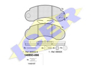 ICER 140893-066 stabdžių trinkelių rinkinys, diskinis stabdys 
 Techninės priežiūros dalys -> Papildomas remontas
601 421 77 20, 631 420 03 20