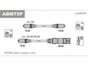 JANMOR ABM75P uždegimo laido komplektas 
 Kibirkšties / kaitinamasis uždegimas -> Uždegimo laidai/jungtys
037 905 409 D, 037905409D