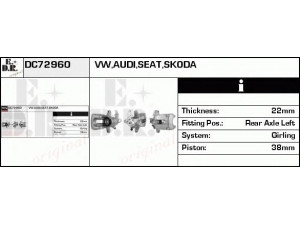 EDR DC72960 stabdžių apkaba 
 Stabdžių sistema -> Stabdžių matuoklis -> Stabdžių matuoklio montavimas
8N0 615 423B, 8N0 615 423C