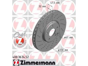 ZIMMERMANN 400.3674.52 stabdžių diskas 
 Dviratė transporto priemonės -> Stabdžių sistema -> Stabdžių diskai / priedai
211 421 11 12, 211 421 11 1264