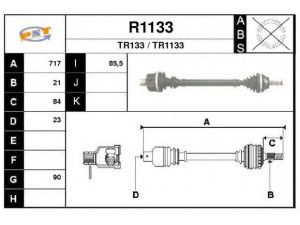 SNRA R1133 kardaninis velenas 
 Ratų pavara -> Kardaninis velenas
7701367623