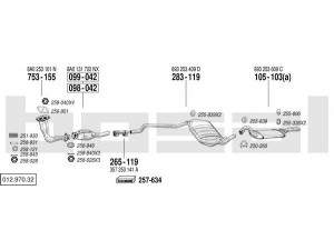 BOSAL 012.970.32 išmetimo sistema 
 Išmetimo sistema -> Išmetimo sistema, visa