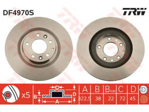 TRW DF4970S stabdžių diskas 
 Stabdžių sistema -> Diskinis stabdys -> Stabdžių diskas
F15133251, F15733251, F15733251A