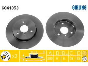 GIRLING 6041353 stabdžių diskas 
 Stabdžių sistema -> Diskinis stabdys -> Stabdžių diskas
0004341V001000000, 0004341V002000000