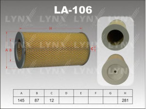 LYNXauto LA-106 oro filtras 
 Techninės priežiūros dalys -> Techninės priežiūros intervalai
AY120-TY038, 17801-67040, V9112-2014