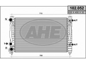 AHE 102.052 radiatorius, variklio aušinimas 
 Aušinimo sistema -> Radiatorius/alyvos aušintuvas -> Radiatorius/dalys
8D0121251C