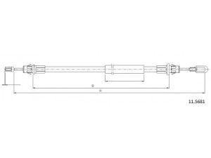 CABOR 11.5681 trosas, stovėjimo stabdys 
 Stabdžių sistema -> Valdymo svirtys/trosai
1488312, 1518017, 8C1V2A635BB