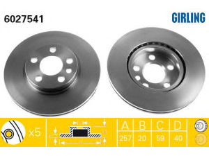 GIRLING 6027541 stabdžių diskas 
 Stabdžių sistema -> Diskinis stabdys -> Stabdžių diskas
4246H9, 4249C7, 4249L4, 0001312833080