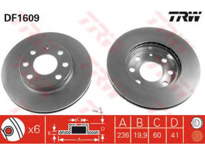 TRW DF1609 stabdžių diskas 
 Dviratė transporto priemonės -> Stabdžių sistema -> Stabdžių diskai / priedai
569031, 569014, 569031, 569054