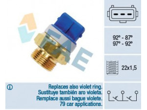 FAE 37920 temperatūros jungiklis, radiatoriaus ventiliatorius 
 Aušinimo sistema -> Siuntimo blokas, aušinimo skysčio temperatūra
95.638.684, 1264.24, 1264.36, 1264.44