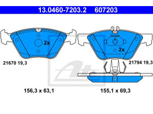 ATE 13.0460-7203.2 stabdžių trinkelių rinkinys, diskinis stabdys 
 Techninės priežiūros dalys -> Papildomas remontas
003 420 83 20, 004 420 07 20