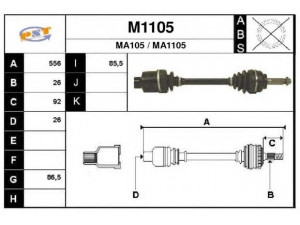 SNRA M1105 kardaninis velenas 
 Ratų pavara -> Kardaninis velenas