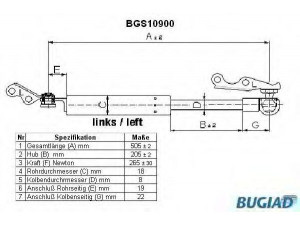 BUGIAD BGS10900 dujinė spyruoklė, bagažinė 
 Priedai -> Bagažinė/pakrovimo skyrius
68960-05925, 68960-59025