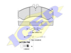 ICER 141126-700 stabdžių trinkelių rinkinys, diskinis stabdys 
 Techninės priežiūros dalys -> Papildomas remontas
05103556AA, 05103790AA, 000 421 73 91