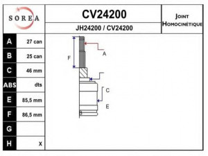 EAI CV24200K jungčių komplektas, kardaninis velenas