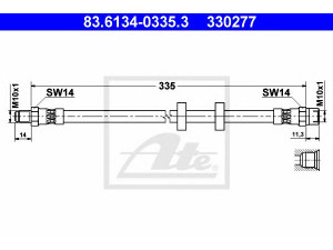 ATE 83.6134-0335.3 stabdžių žarnelė 
 Stabdžių sistema -> Stabdžių žarnelės
1329611, 3546359, 3546535, 3546813