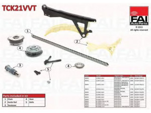 FAI AutoParts TCK21VVT pavaros grandinės komplektas 
 Variklis -> Variklio uždegimo laiko reguliavimo kontrolė -> Sinchronizavimo grandinė/įtempiklis/kreiptuvas -> Pavaros grandinės komplektas
