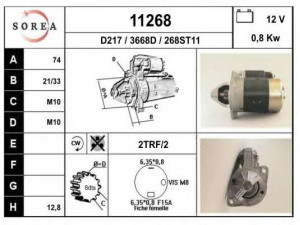 EAI 11268 starteris 
 Elektros įranga -> Starterio sistema -> Starteris
HE6518400, HE6518400A, M3T32081