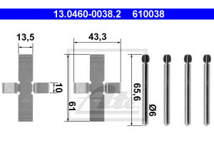 ATE 13.0460-0038.2 priedų komplektas, diskinių stabdžių trinkelės 
 Stabdžių sistema -> Diskinis stabdys -> Stabdžių dalys/priedai
34 11 1 121 938
