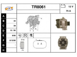 SNRA TR8061 kintamosios srovės generatorius 
 Elektros įranga -> Kint. sr. generatorius/dalys -> Kintamosios srovės generatorius
7700422237, 7700432331, 8200103744