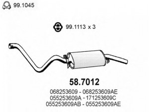 ASSO 58.7012 galinis duslintuvas 
 Išmetimo sistema -> Duslintuvas
055253609A, 055253609AB, 055253609AE