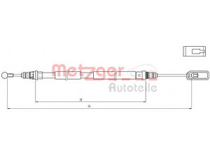 METZGER 10.4733 trosas, stovėjimo stabdys 
 Stabdžių sistema -> Valdymo svirtys/trosai
4745Y6, 4745Y7, 1400 310 180, 1400 310 280