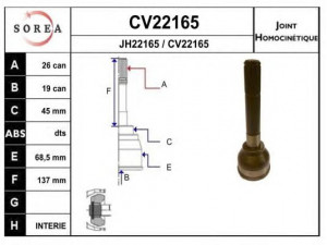 EAI CV22165K jungčių komplektas, kardaninis velenas