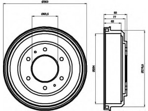 HELLA 8DT 355 302-291 stabdžių būgnas 
 Stabdžių sistema -> Būgninis stabdys -> Stabdžių būgnas
MB193596, MB534235, MB534245, MB950951